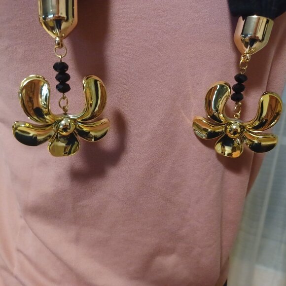 Beautiful Black and Gold 72" Beaded Scarf/Necklace - Picture 4 of 4